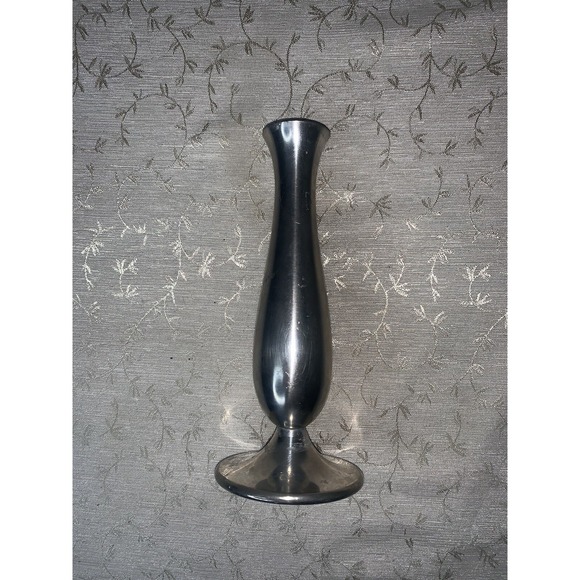 Daalderop Made In Holland Small Pewter Bud Vase 6.75" Tall - Picture 2 of 10